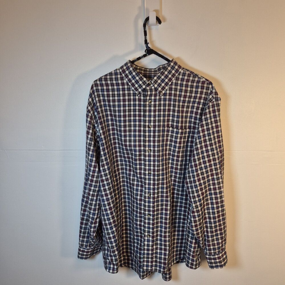 Jos. A. Bank Traveler's Collection Men's XL Shirt Plaid Blue/Purple Button Down